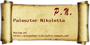 Paleszter Nikoletta névjegykártya